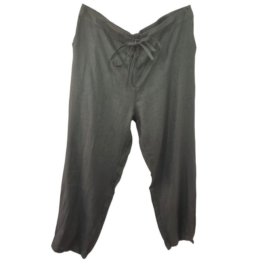 IXIMO Olive Linen Pant Women Sz 2X Slouchy Jogger Elastic Drawstring Waist NWT